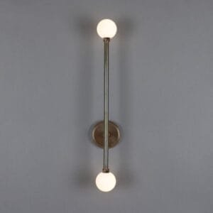 Gunning Double Globe Slim Bathroom Wall Light 71cm IP44 Glass Bathroom Wall Sconces Great Lighting UK Ltd